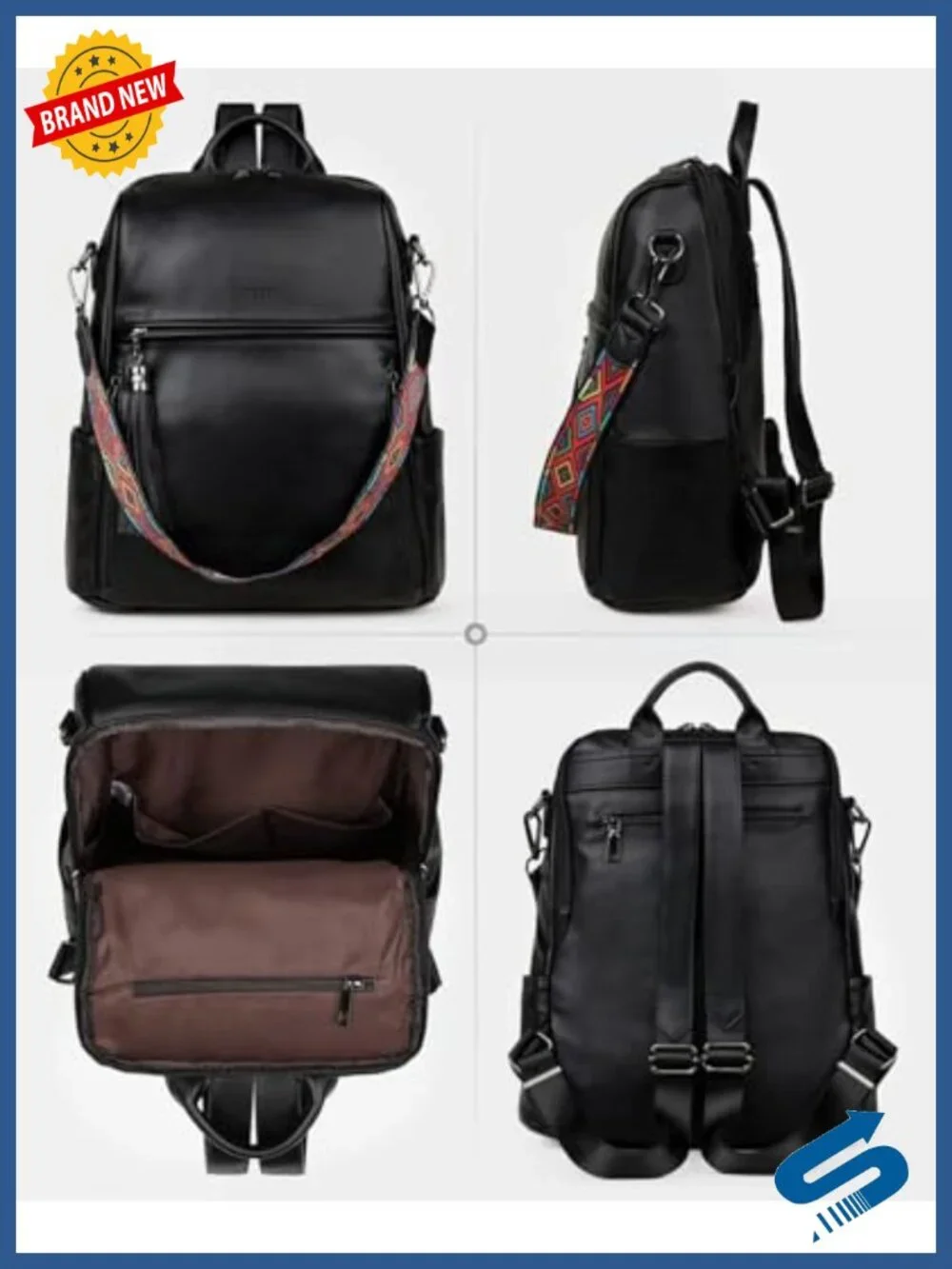 Waterproof Vegan Leather Backpack for Women, 13 inch Travel Work Bag